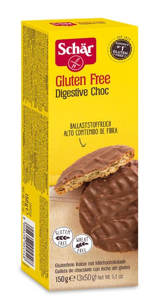 Bezlepkové Digestive Choc 150g