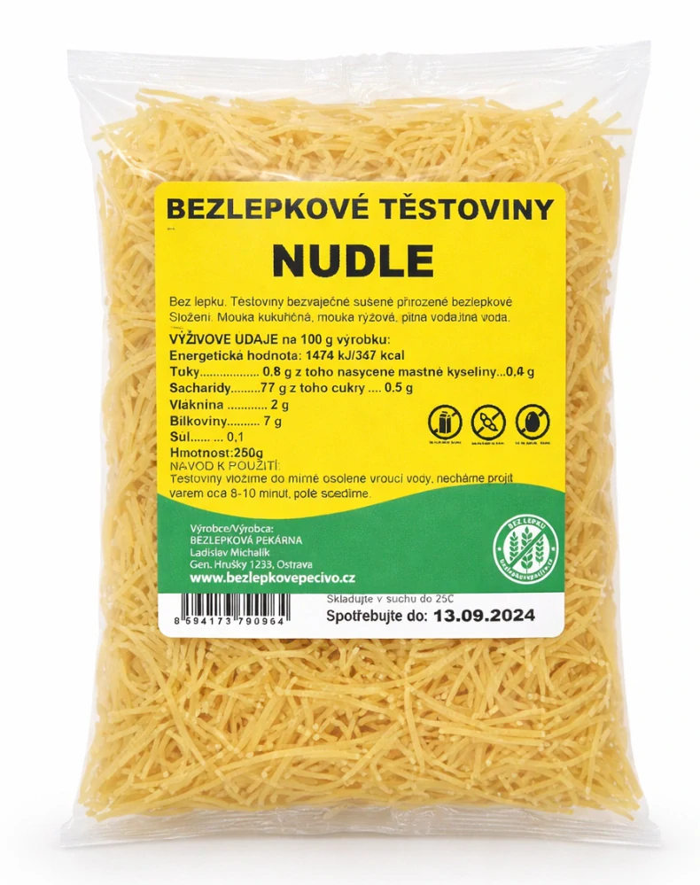 Bezlepkové těstoviny řezané nudle 250g