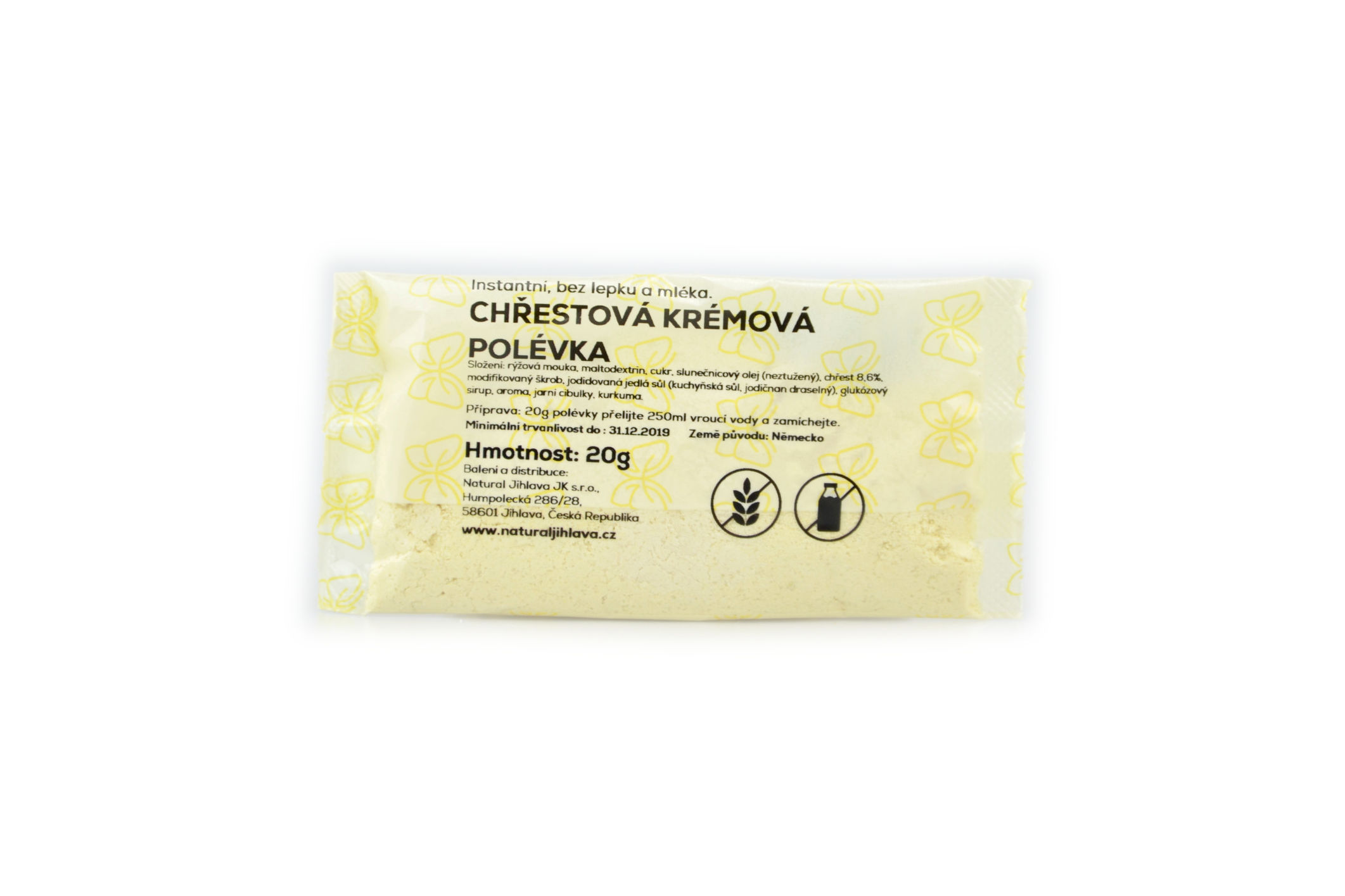 Instantní krémová chřestová polévka bez lepku a mléka