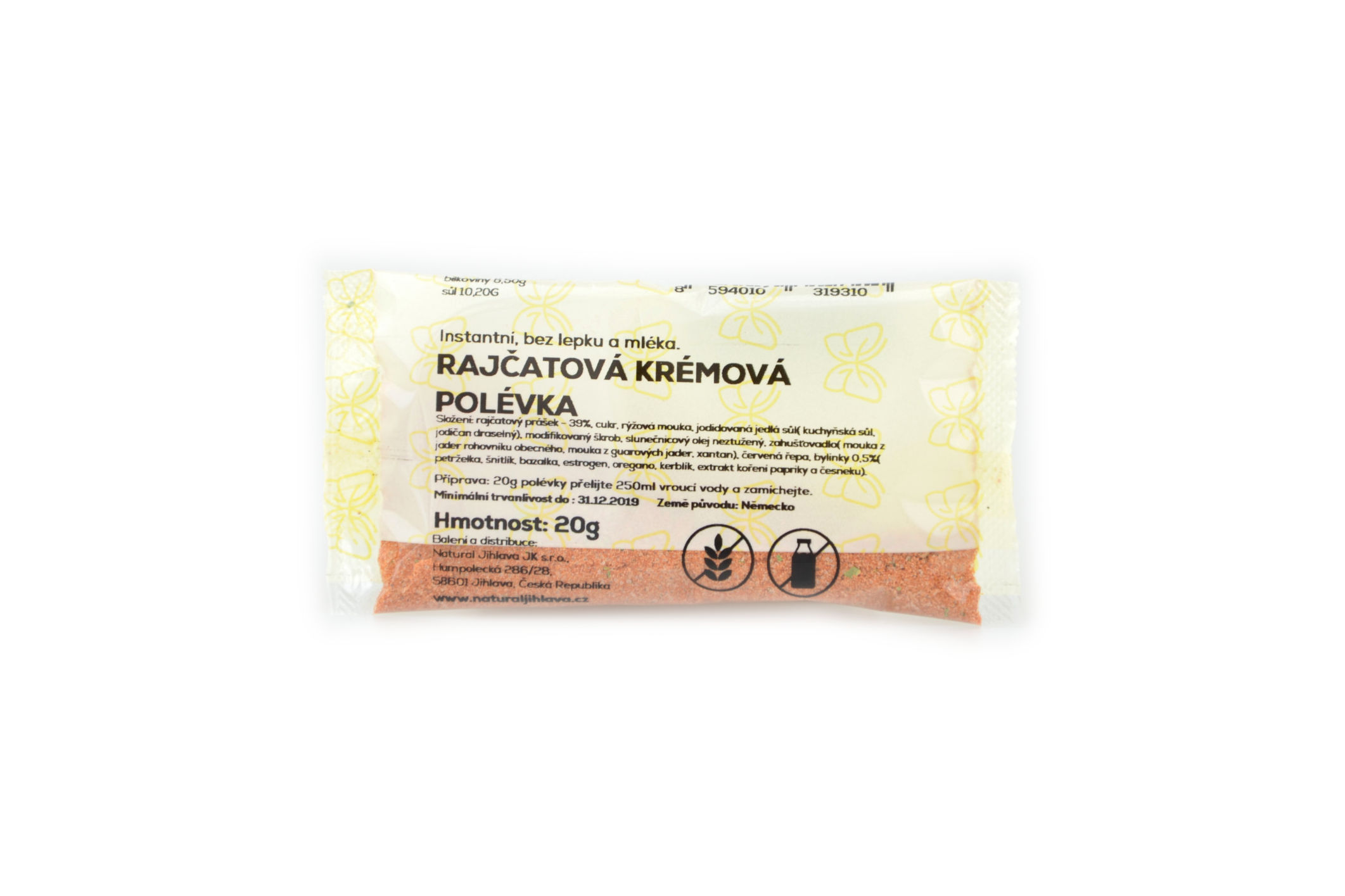 Instantní krémová rajčatová polévka bez lepku a mléka