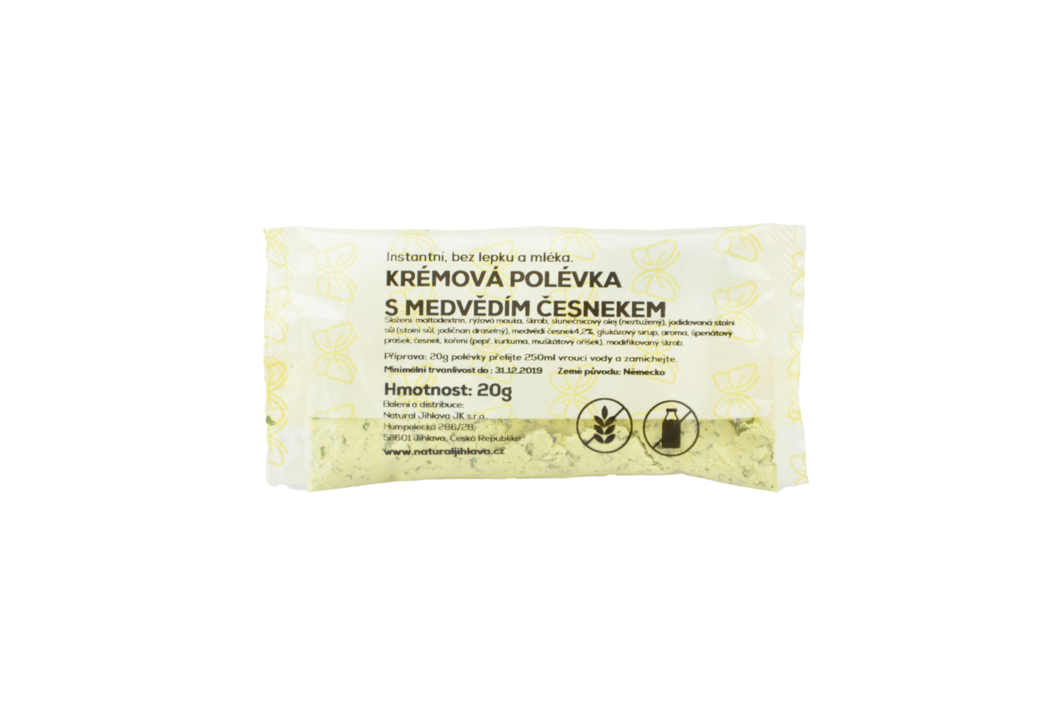 Bez lepku a mléka Instantní krémová polévka s medvědím česnekem 20g