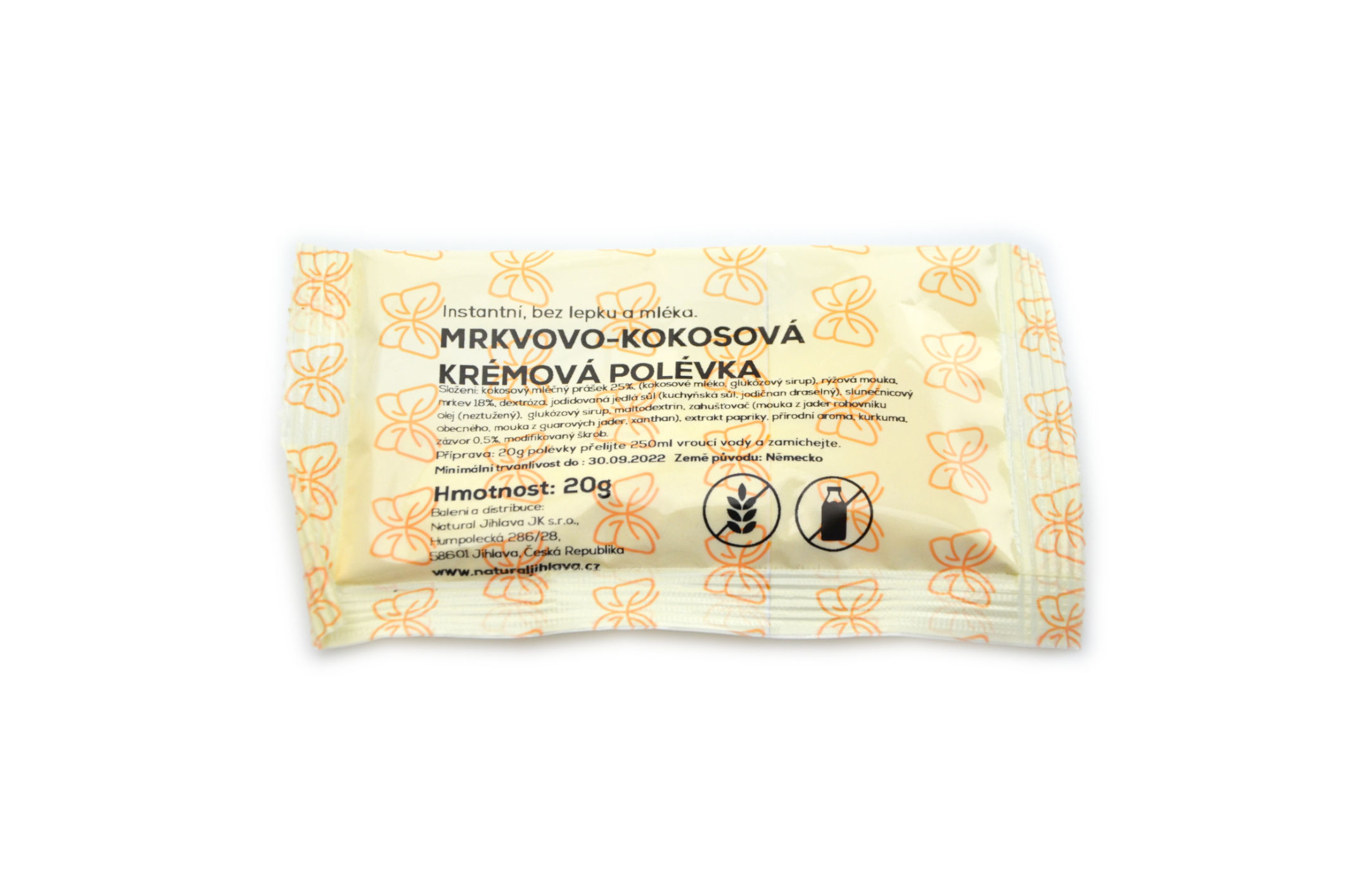 Instantní krémová mrkvovo-kokosová polévka se zázvorem bez lepku