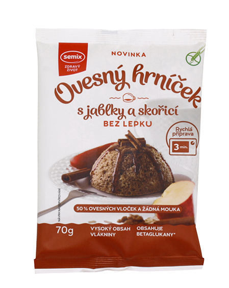 Bez lepku ovesný hrníček s jablky a skořicí 70g