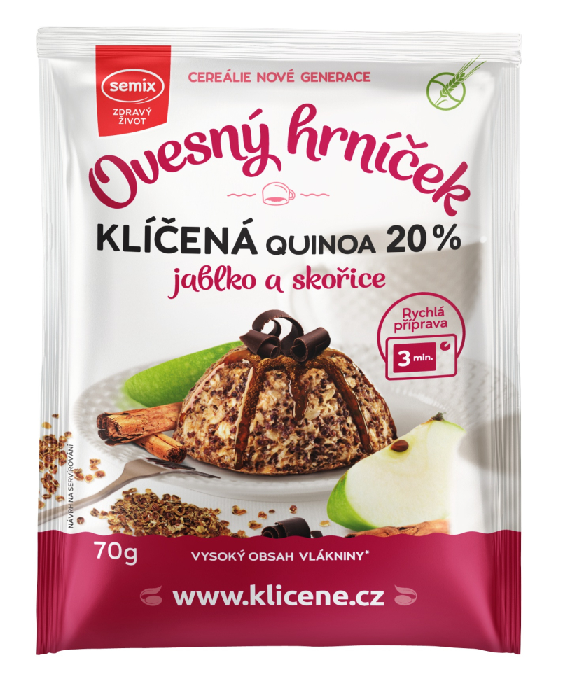 Ovesný hrneček s quinoou, jablky, skořicí 70g