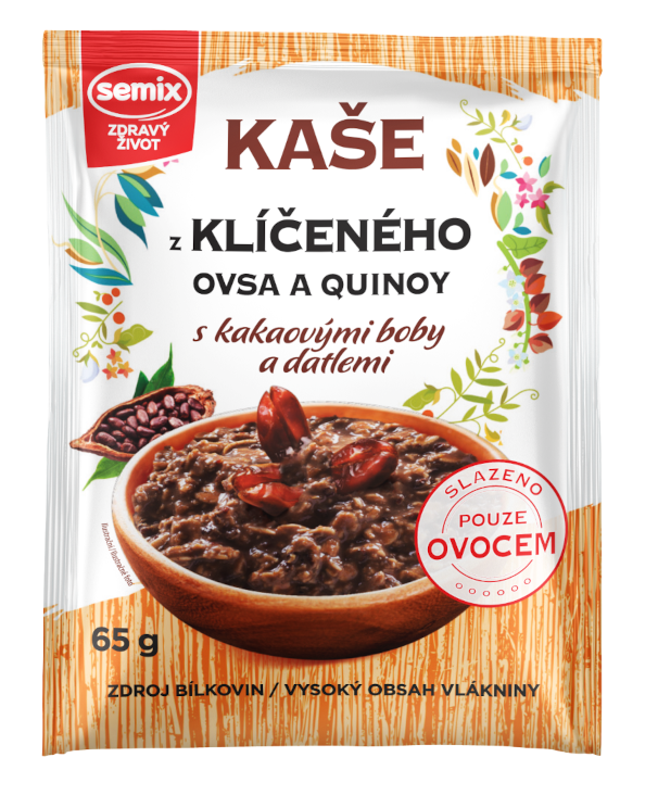Kaše z klíčeného ovsa a quinoy s kakovými boby 65g