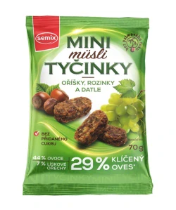 Bezlepku Mini musli tyčinky s oříšky,datle,rozinky 70g