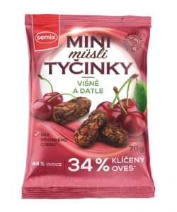 Bez lepku mini musli tyčinky višně,datle 70g